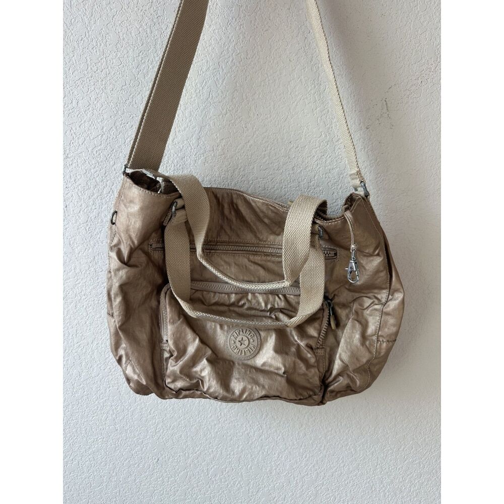 Kipling Metallic Gold Jaleb Large Tote Bag